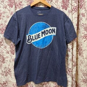 Blue Moon Beer Logo Graphic Tee Navy Blue Size XL